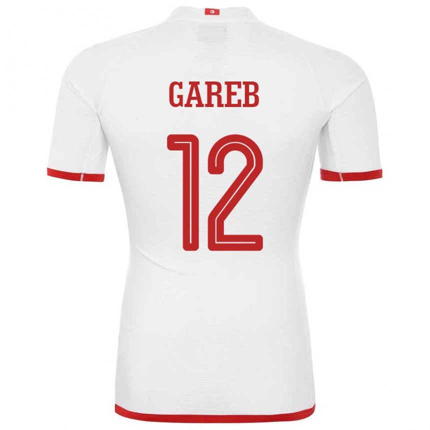 Hombre Camiseta Túnez Adem Gareb #12 Blanco 2ª Equipación 22-24 La Camisa Perú