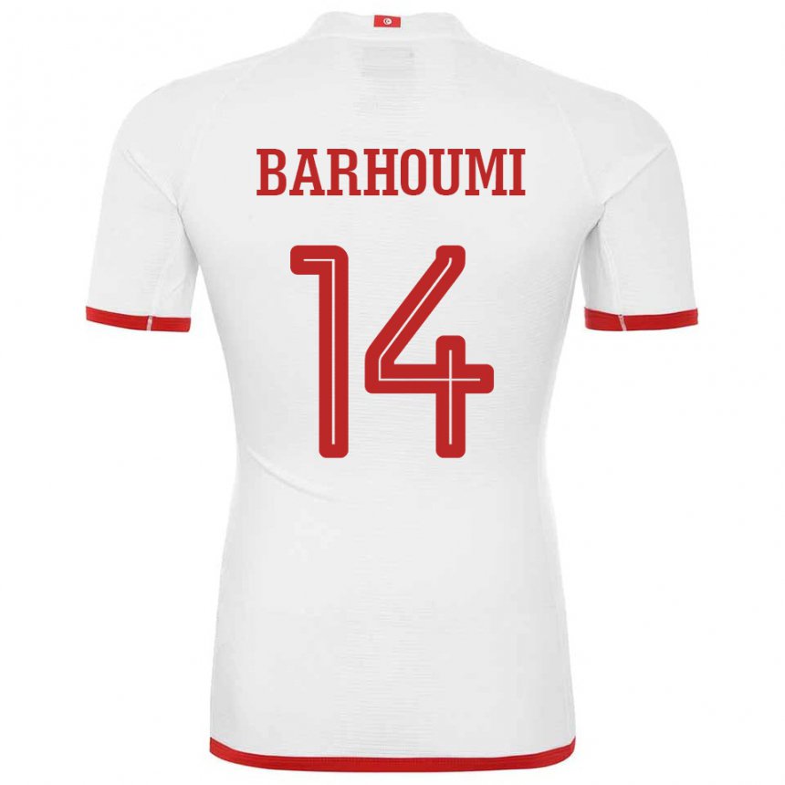 Hombre Camiseta Túnez Salah Barhoumi #14 Blanco 2ª Equipación 22-24 La Camisa Perú