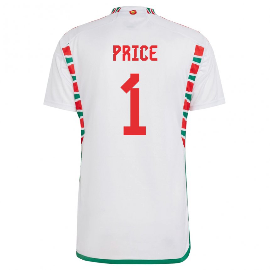 Hombre Camiseta Gales Jo Price #1 Blanco 2ª Equipación 22-24 La Camisa Perú