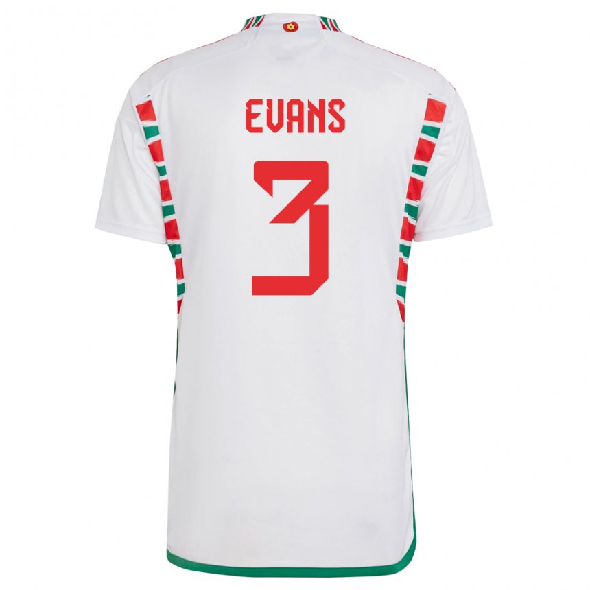 Hombre Camiseta Gales Gemma Evans #3 Blanco 2ª Equipación 22-24 La Camisa Perú