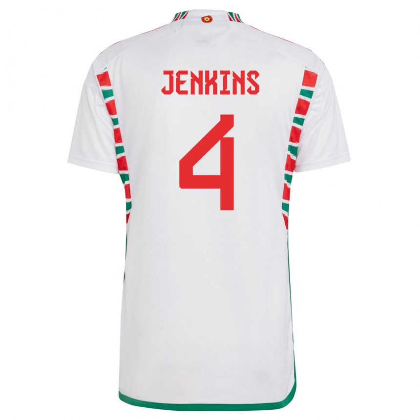 Hombre Camiseta Gales Shaunna Jenkins #4 Blanco 2ª Equipación 22-24 La Camisa Perú