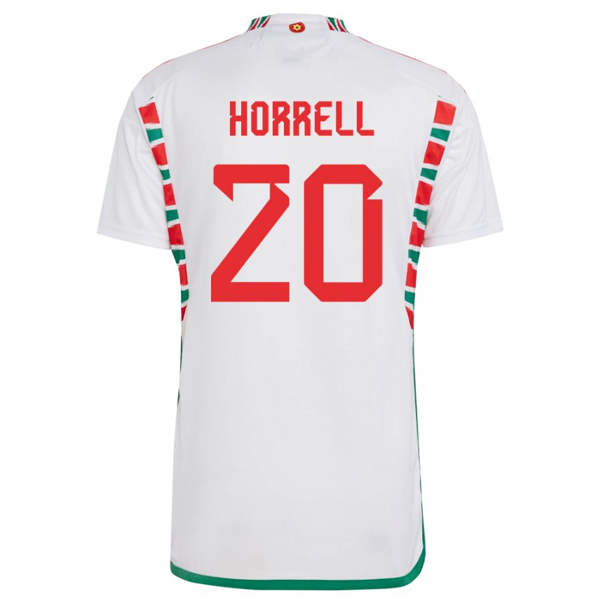 Hombre Camiseta Gales Grace Horrell #20 Blanco 2ª Equipación 22-24 La Camisa Perú