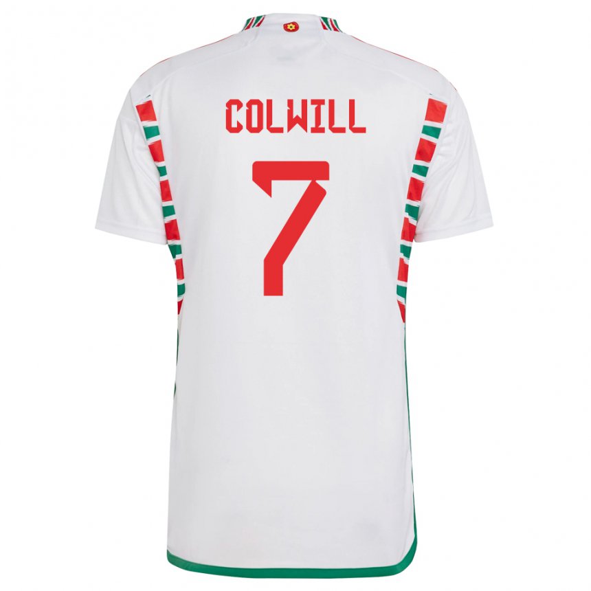 Hombre Camiseta Gales Joel Colwill #7 Blanco 2ª Equipación 22-24 La Camisa Perú