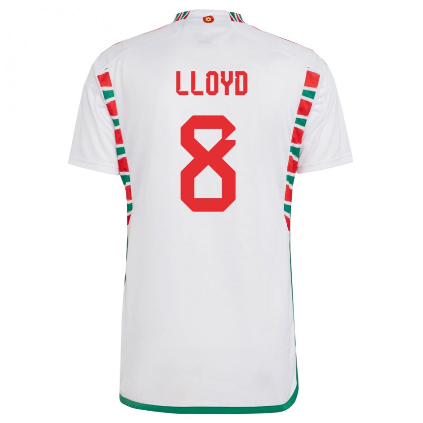 Hombre Camiseta Gales Ben Lloyd #8 Blanco 2ª Equipación 22-24 La Camisa Perú