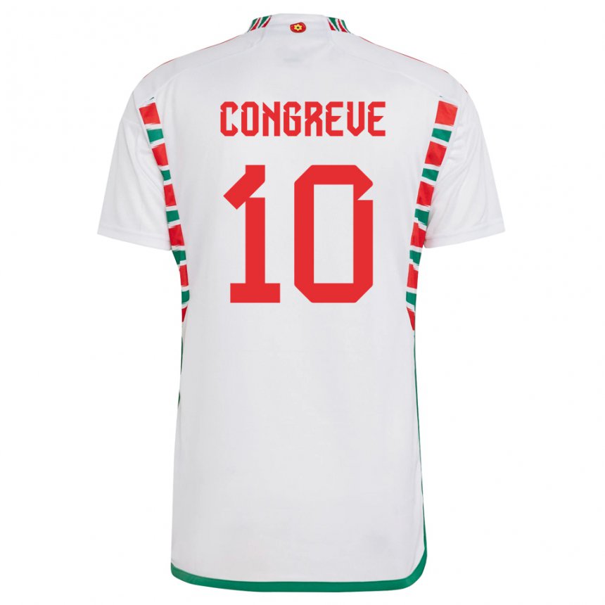 Hombre Camiseta Gales Cameron Congreve #10 Blanco 2ª Equipación 22-24 La Camisa Perú