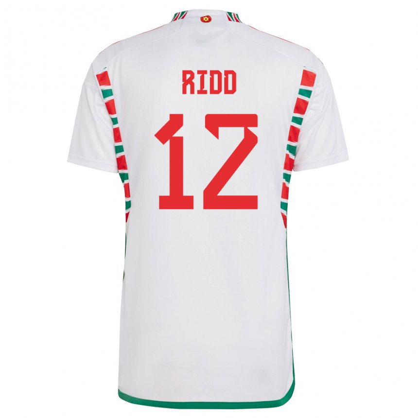 Hombre Camiseta Gales Lewis Ridd #12 Blanco 2ª Equipación 22-24 La Camisa Perú