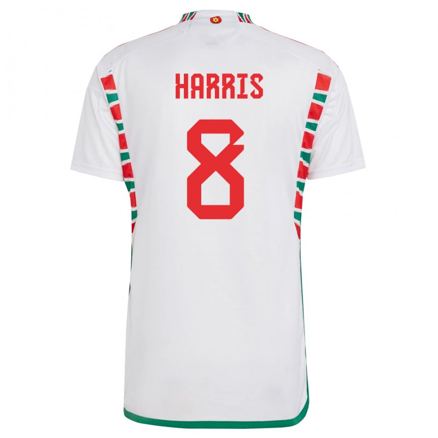 Hombre Camiseta Gales Luke Harris #8 Blanco 2ª Equipación 22-24 La Camisa Perú