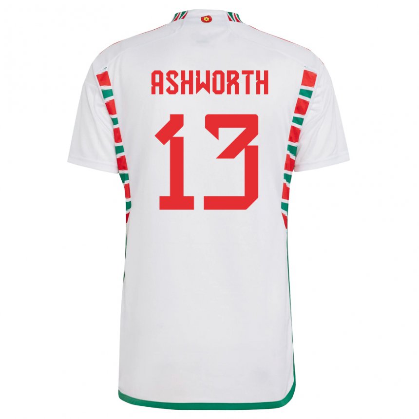 Hombre Camiseta Gales Fin Ashworth #13 Blanco 2ª Equipación 22-24 La Camisa Perú