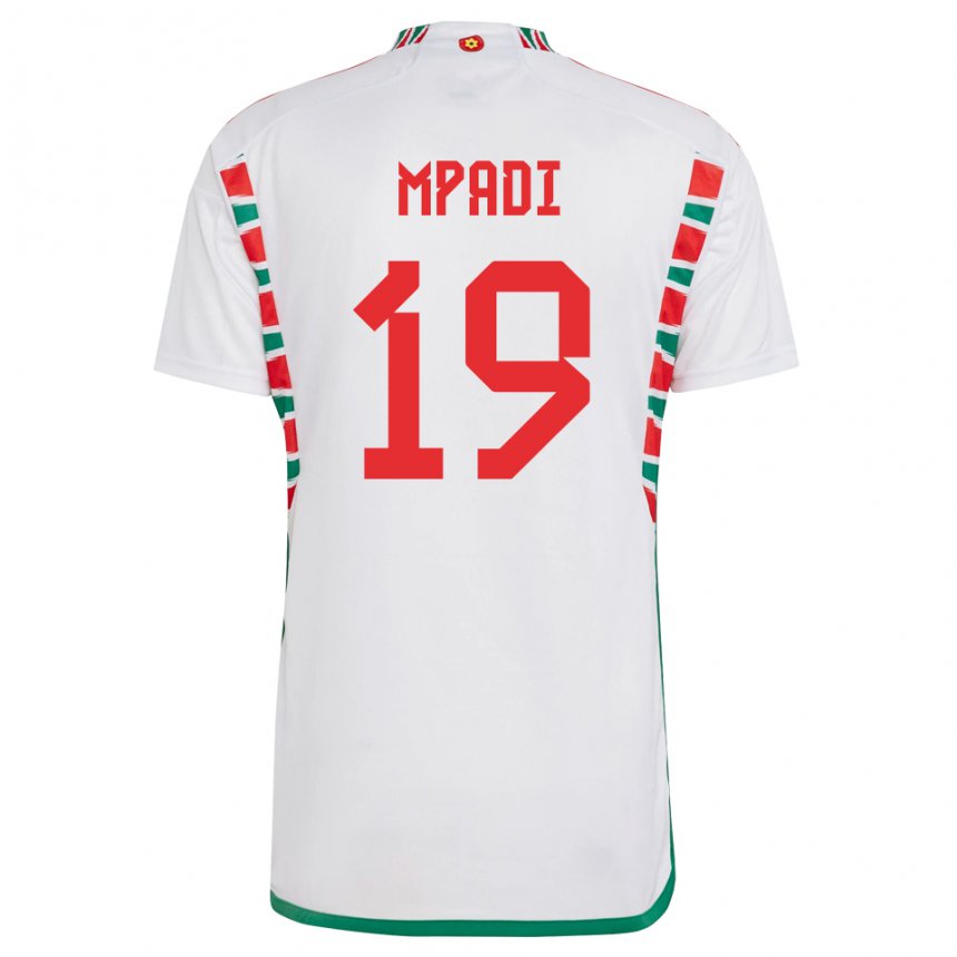 Hombre Camiseta Gales Japhet Mpadi #19 Blanco 2ª Equipación 22-24 La Camisa Perú