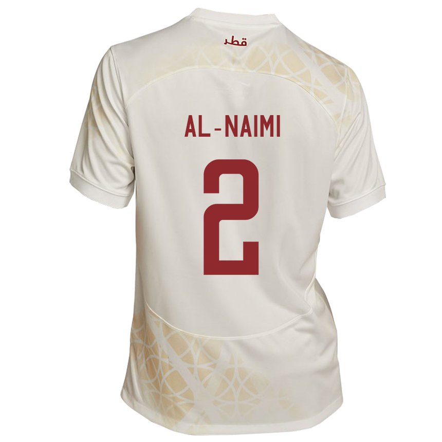 Hombre Camiseta Catar Amna Al Naimi #2 Beis Dorado 2ª Equipación 22-24 La Camisa Perú