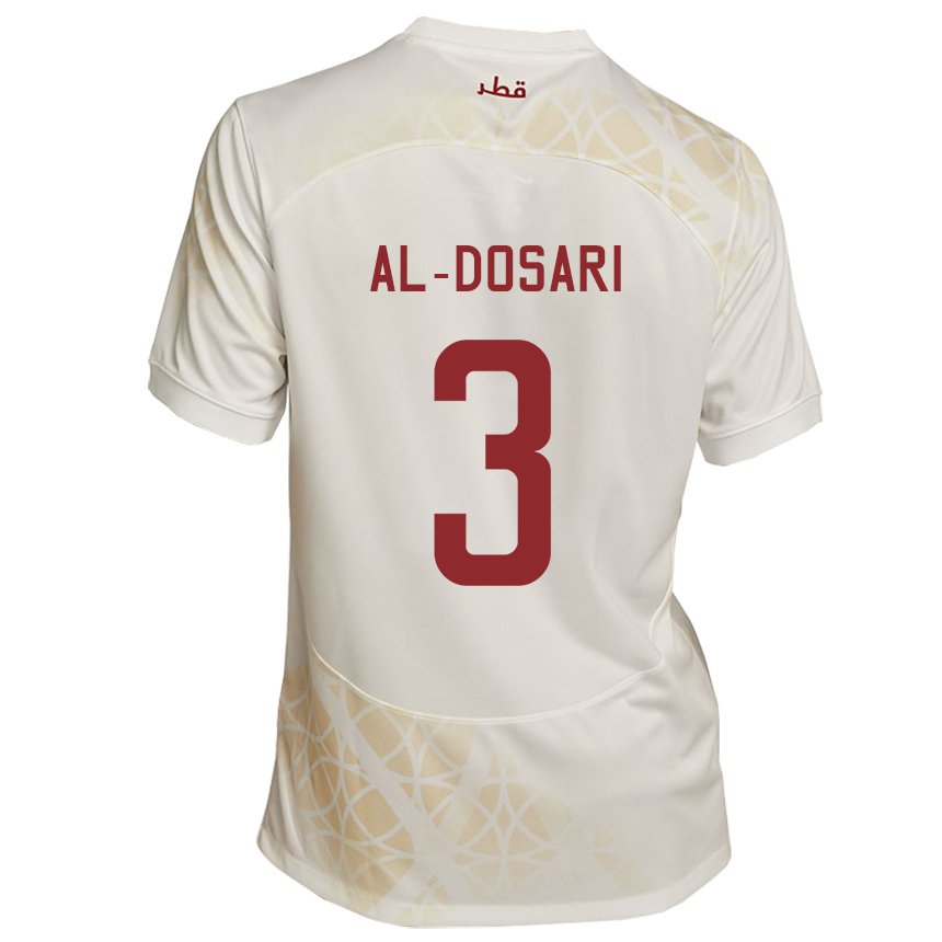 Hombre Camiseta Catar Dana Al Dosari #3 Beis Dorado 2ª Equipación 22-24 La Camisa Perú