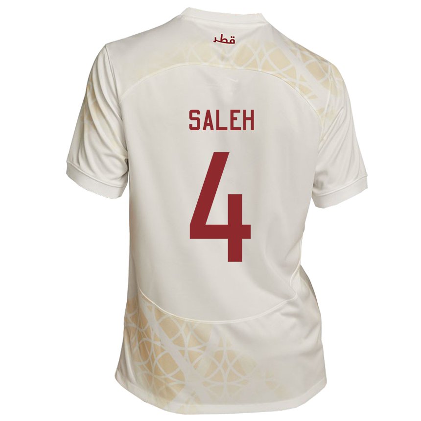 Hombre Camiseta Catar Hagar Saleh #4 Beis Dorado 2ª Equipación 22-24 La Camisa Perú