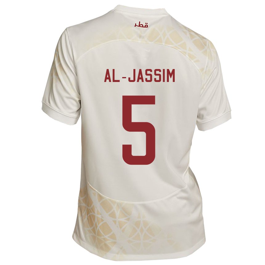 Hombre Camiseta Catar Dana Al Jassim #5 Beis Dorado 2ª Equipación 22-24 La Camisa Perú