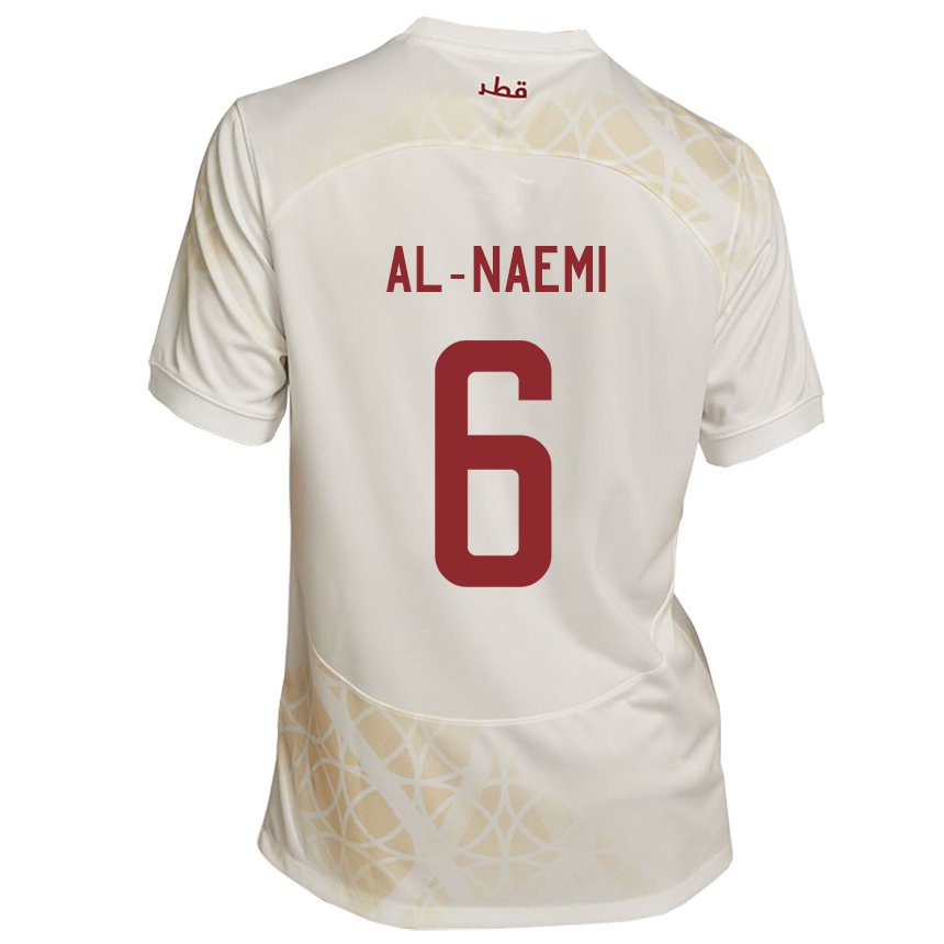 Hombre Camiseta Catar Reem Al Naemi #6 Beis Dorado 2ª Equipación 22-24 La Camisa Perú