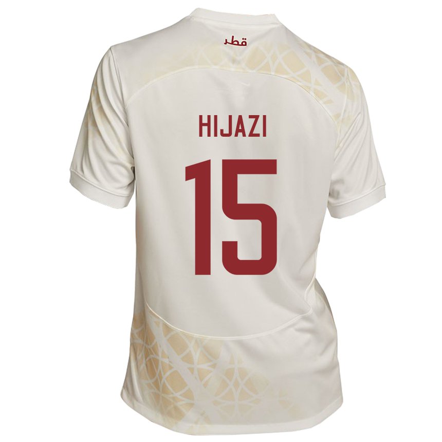 Hombre Camiseta Catar Asalet Hijazi #15 Beis Dorado 2ª Equipación 22-24 La Camisa Perú