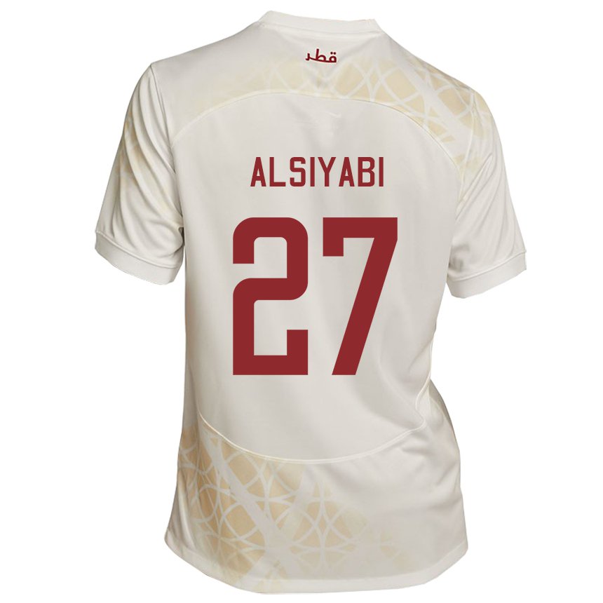 Hombre Camiseta Catar Nasra Alsiyabi #27 Beis Dorado 2ª Equipación 22-24 La Camisa Perú