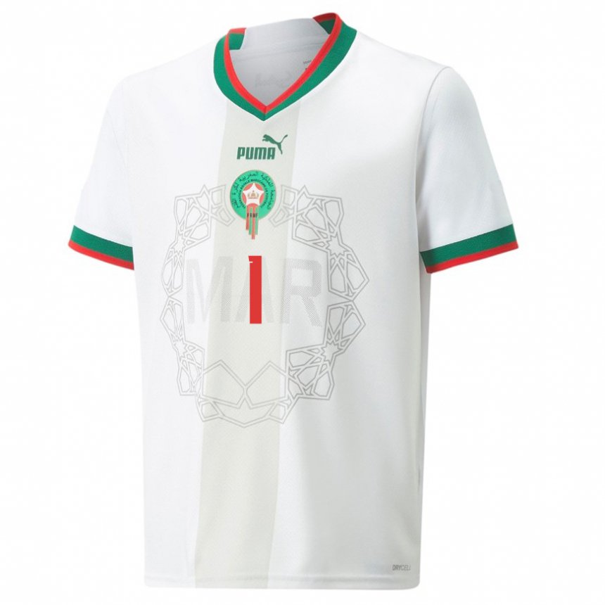 Hombre Camiseta Marruecos Khadija Er Rmichi #1 Blanco 2ª Equipación 22-24 La Camisa Perú