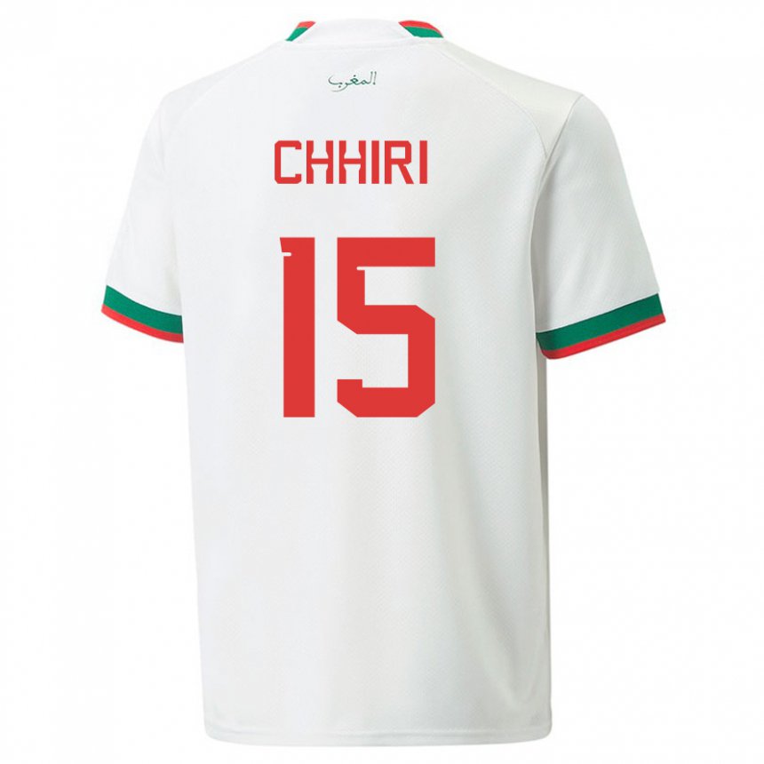 Hombre Camiseta Marruecos Ghizlane Chhiri #15 Blanco 2ª Equipación 22-24 La Camisa Perú