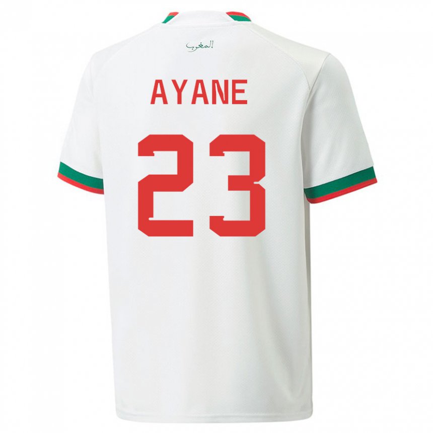 Hombre Camiseta Marruecos Rosella Ayane #23 Blanco 2ª Equipación 22-24 La Camisa Perú