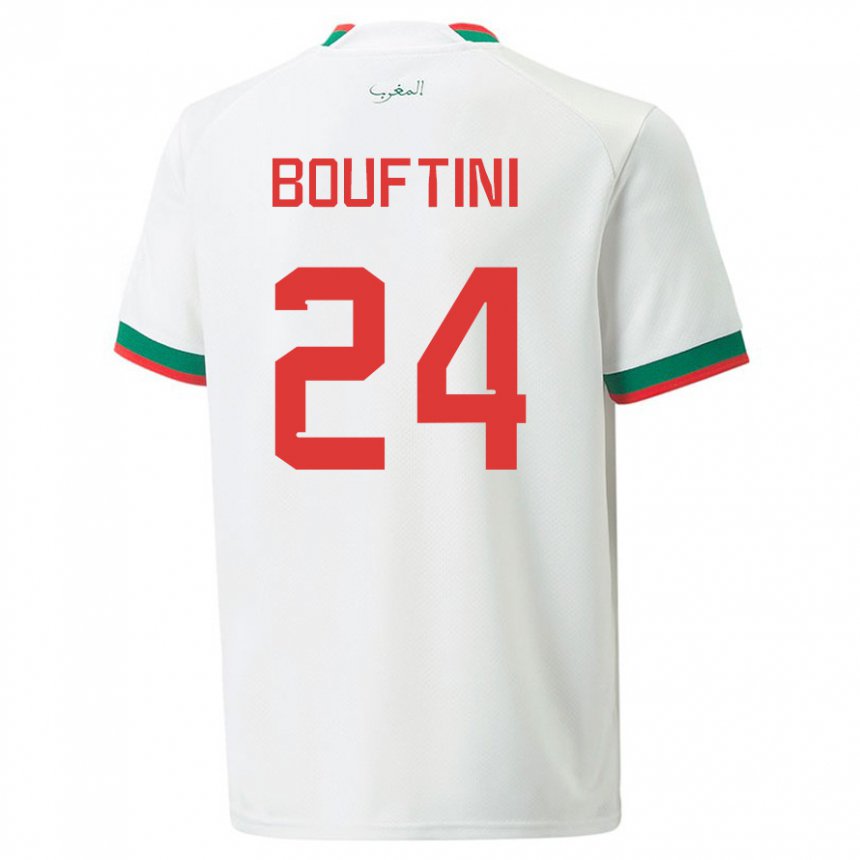 Hombre Camiseta Marruecos Sofia Bouftini #24 Blanco 2ª Equipación 22-24 La Camisa Perú