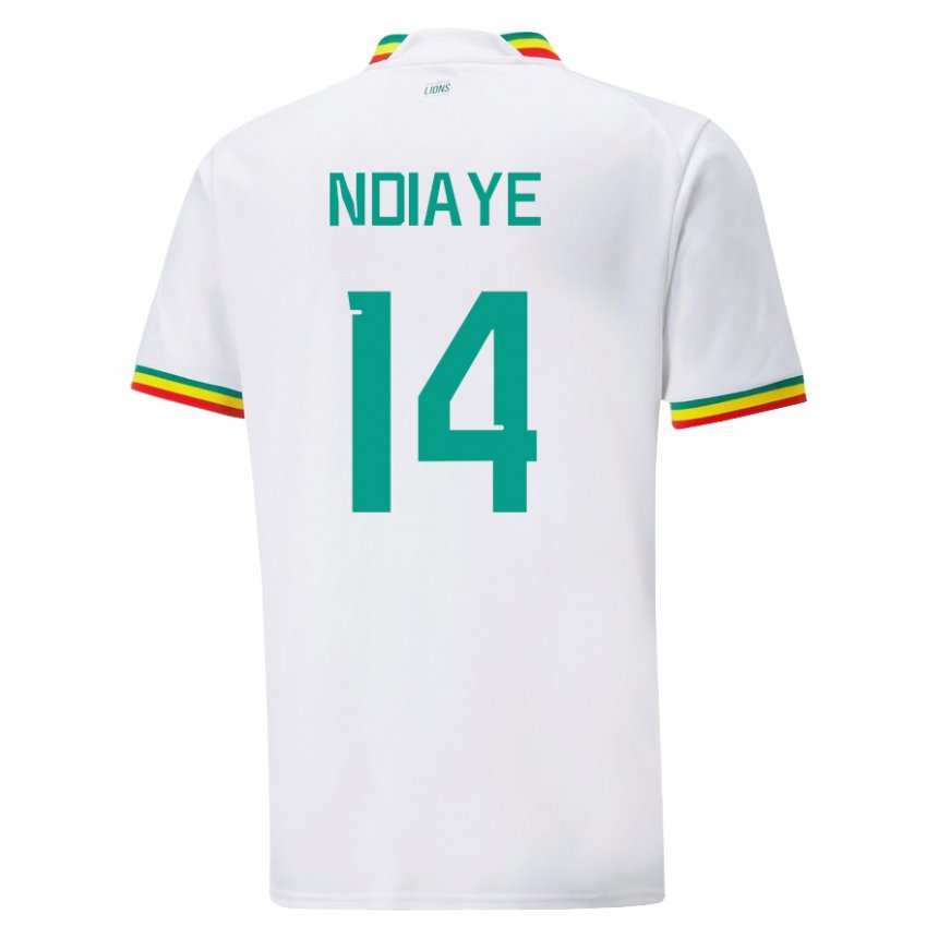 Mujer Camiseta Senegal Salimata Ndiaye #14 Blanco 1ª Equipación 22-24 La Camisa Perú
