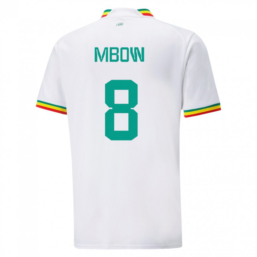 Mujer Camiseta Senegal Mamadou Mbow #8 Blanco 1ª Equipación 22-24 La Camisa Perú