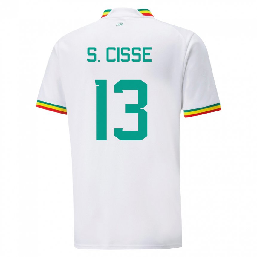 Mujer Camiseta Senegal Souleymane Cisse #13 Blanco 1ª Equipación 22-24 La Camisa Perú