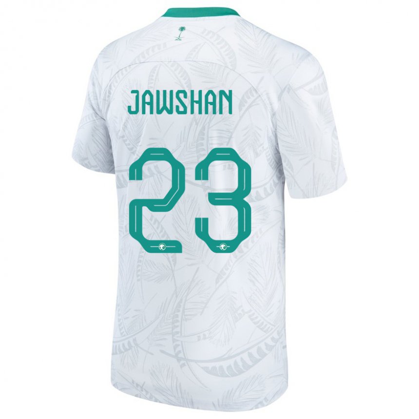 Mujer Camiseta Arabia Saudita Yazeed Jawshan #23 Blanco 1ª Equipación 22-24 La Camisa Perú