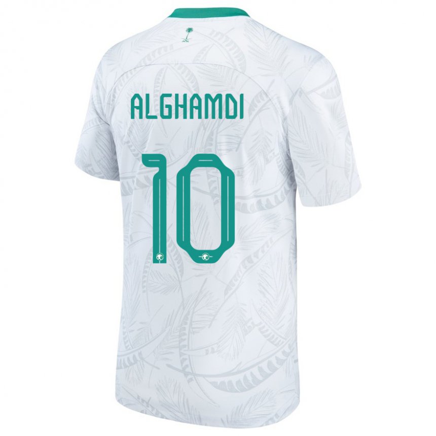 Mujer Camiseta Arabia Saudita Ahmad Alghamdi #10 Blanco 1ª Equipación 22-24 La Camisa Perú