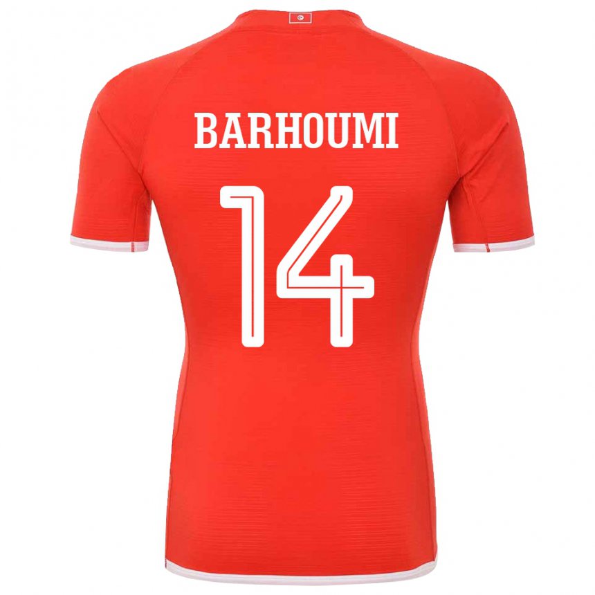 Mujer Camiseta Túnez Salah Barhoumi #14 Rojo 1ª Equipación 22-24 La Camisa Perú