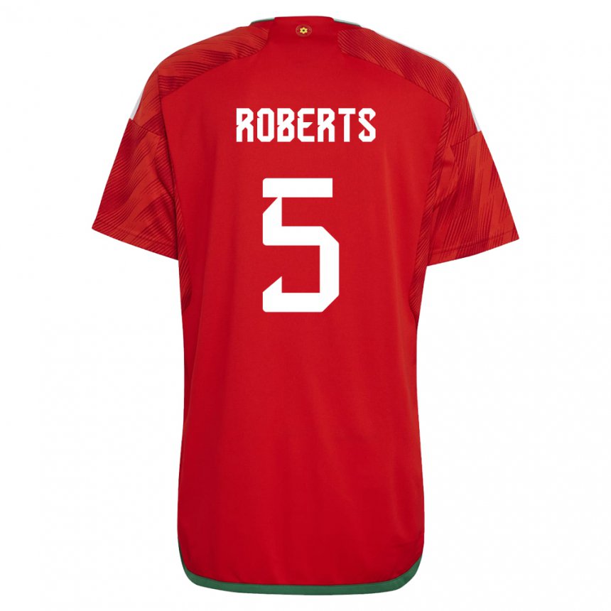 Mujer Camiseta Gales Rhiannon Roberts #5 Rojo 1ª Equipación 22-24 La Camisa Perú