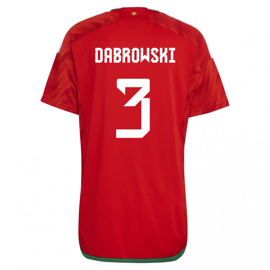 Mujer Camiseta Gales Sebastian Dabrowski #3 Rojo 1ª Equipación 22-24 La Camisa Perú