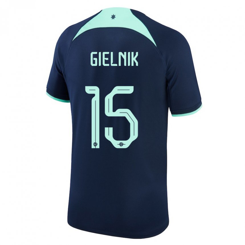 Mujer Camiseta Australia Emily Gielnik #15 Azul Oscuro 2ª Equipación 22-24 La Camisa Perú