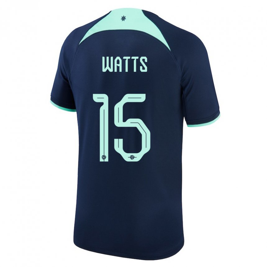 Mujer Camiseta Australia Caleb Watts #15 Azul Oscuro 2ª Equipación 22-24 La Camisa Perú