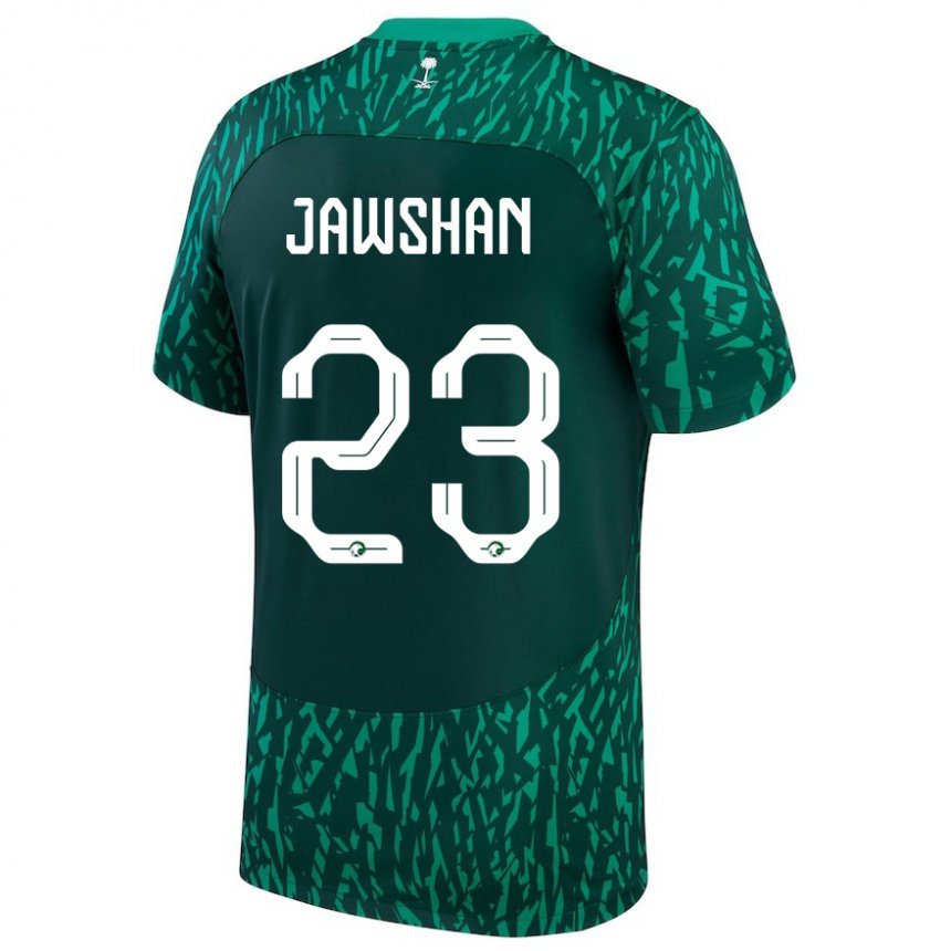 Mujer Camiseta Arabia Saudita Yazeed Jawshan #23 Verde Oscuro 2ª Equipación 22-24 La Camisa Perú