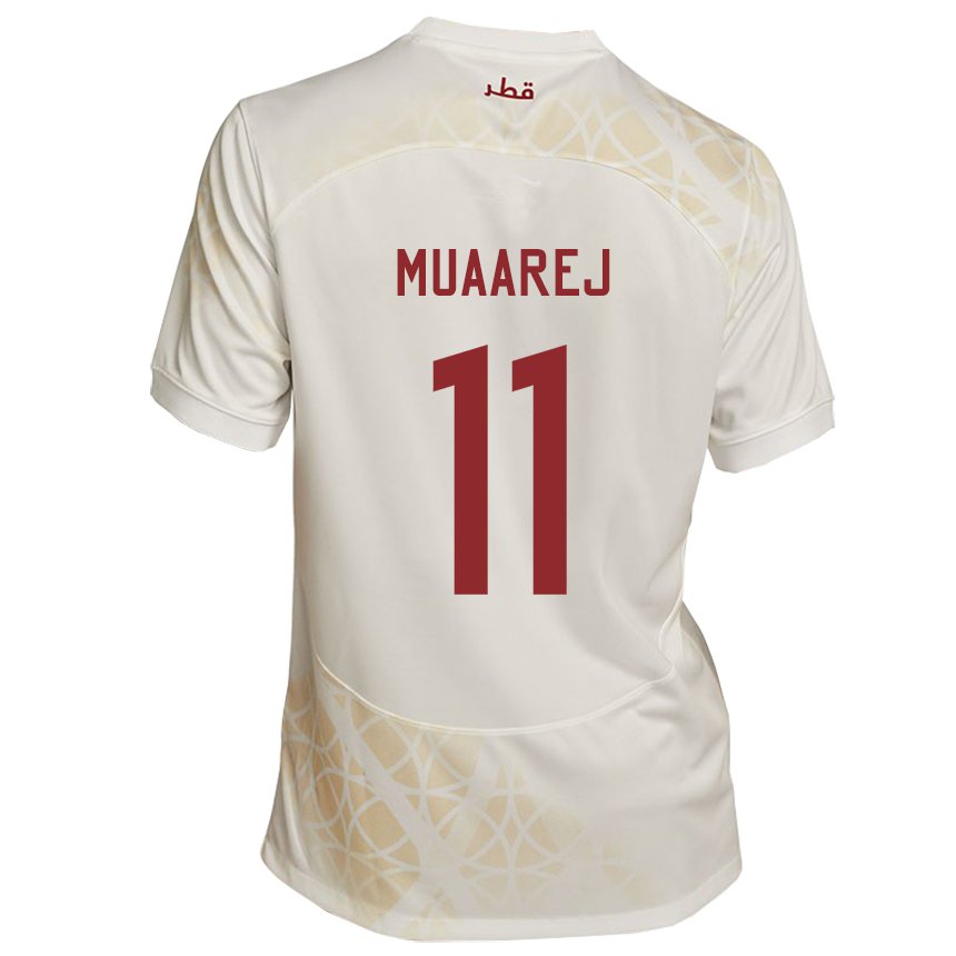 Mujer Camiseta Catar Mooza Muaarej #11 Beis Dorado 2ª Equipación 22-24 La Camisa Perú