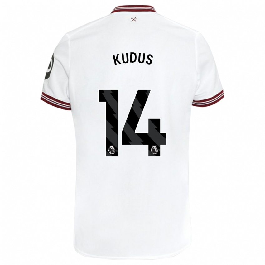 Niño Camiseta Mohammed Kudus #14 Blanco 2ª Equipación 2023/24 La Camisa Perú