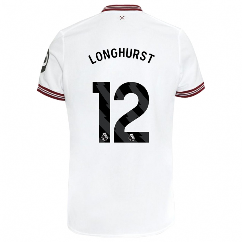 Niño Camiseta Kate Longhurst #12 Blanco 2ª Equipación 2023/24 La Camisa Perú