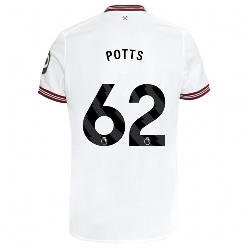 Niño Camiseta Freddie Potts #62 Blanco 2ª Equipación 2023/24 La Camisa Perú