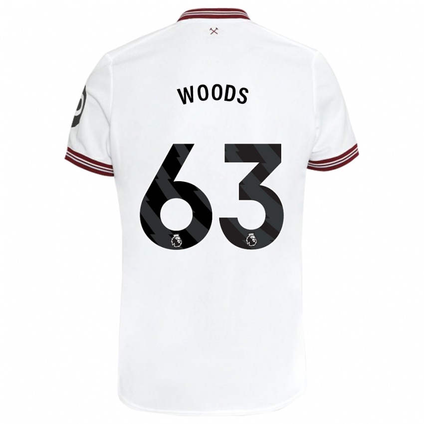 Niño Camiseta Archie Woods #63 Blanco 2ª Equipación 2023/24 La Camisa Perú