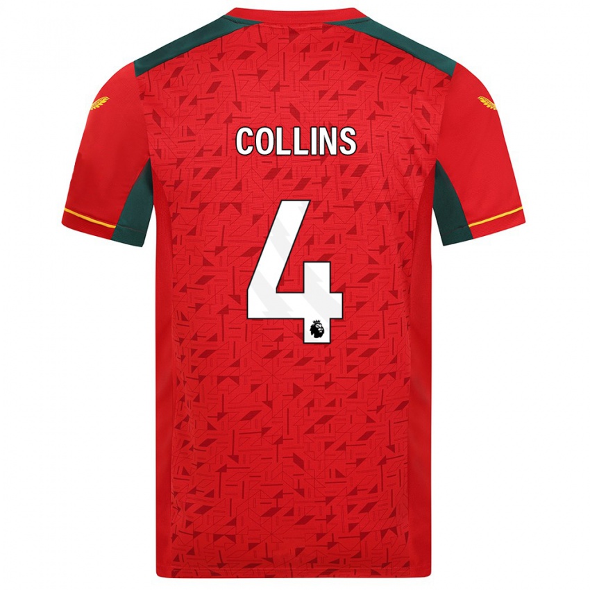 Niño Camiseta Nathan Collins #4 Rojo 2ª Equipación 2023/24 La Camisa Perú