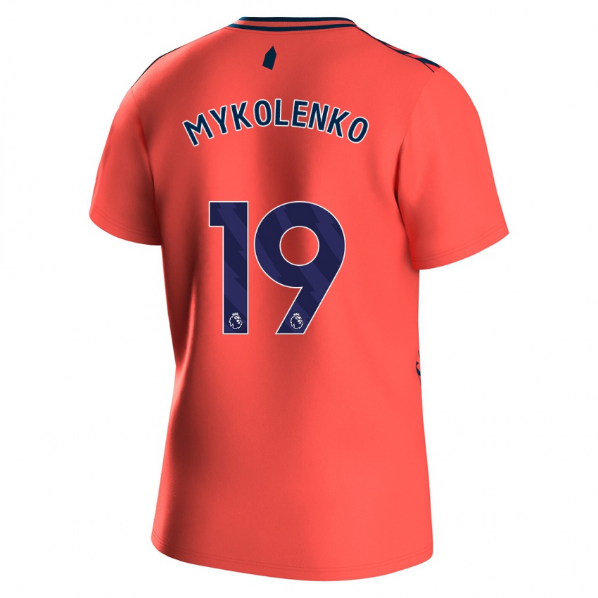 Niño Camiseta Vitaliy Mykolenko #19 Coralino 2ª Equipación 2023/24 La Camisa Perú