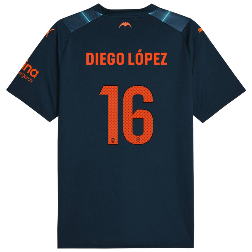 Niño Camiseta Diego Lopez #16 Azul Marino 2ª Equipación 2023/24 La Camisa Perú