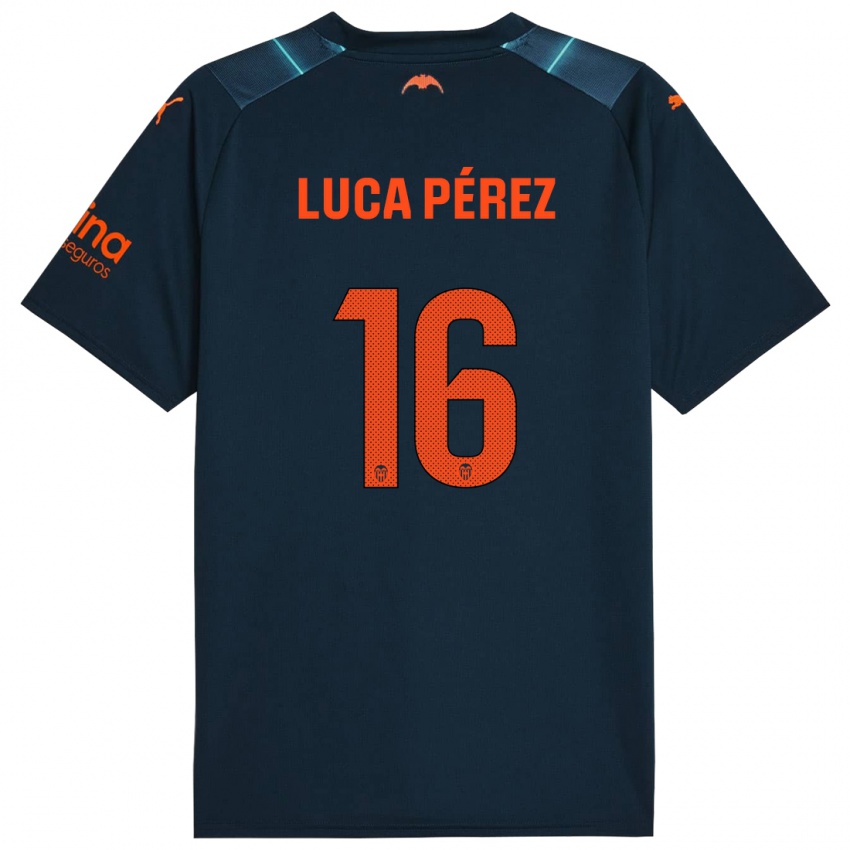 Niño Camiseta Simón Luca Pérez #16 Azul Marino 2ª Equipación 2023/24 La Camisa Perú