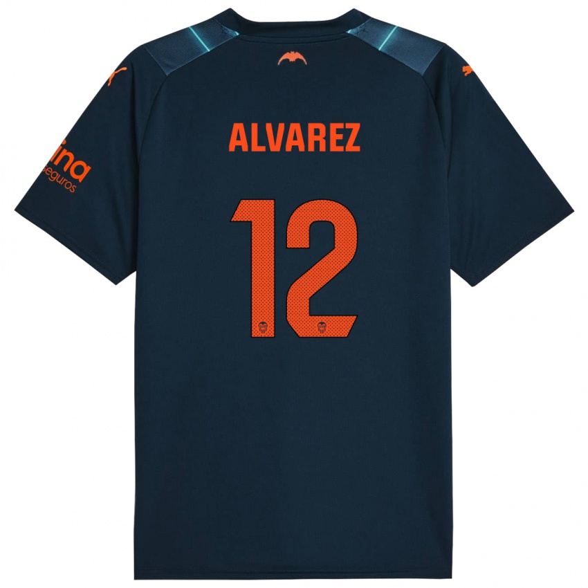 Niño Camiseta Sofia Alvarez #12 Azul Marino 2ª Equipación 2023/24 La Camisa Perú