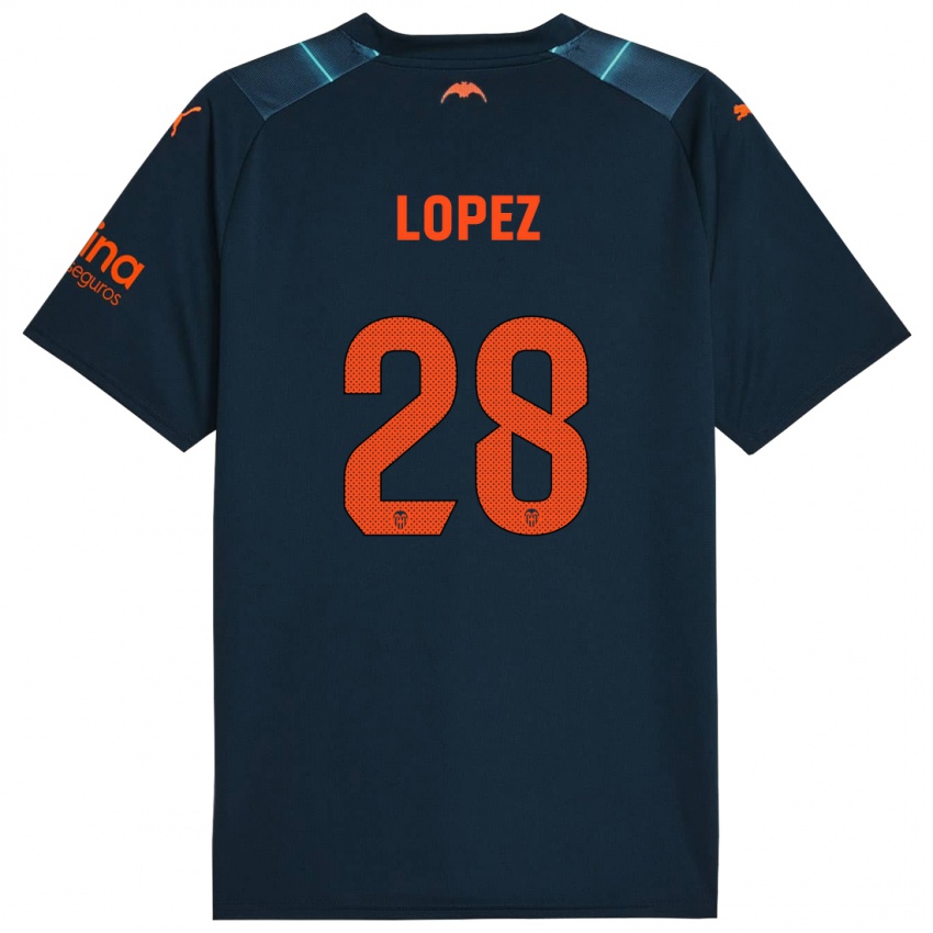 Niño Camiseta Saray Lopez #28 Azul Marino 2ª Equipación 2023/24 La Camisa Perú