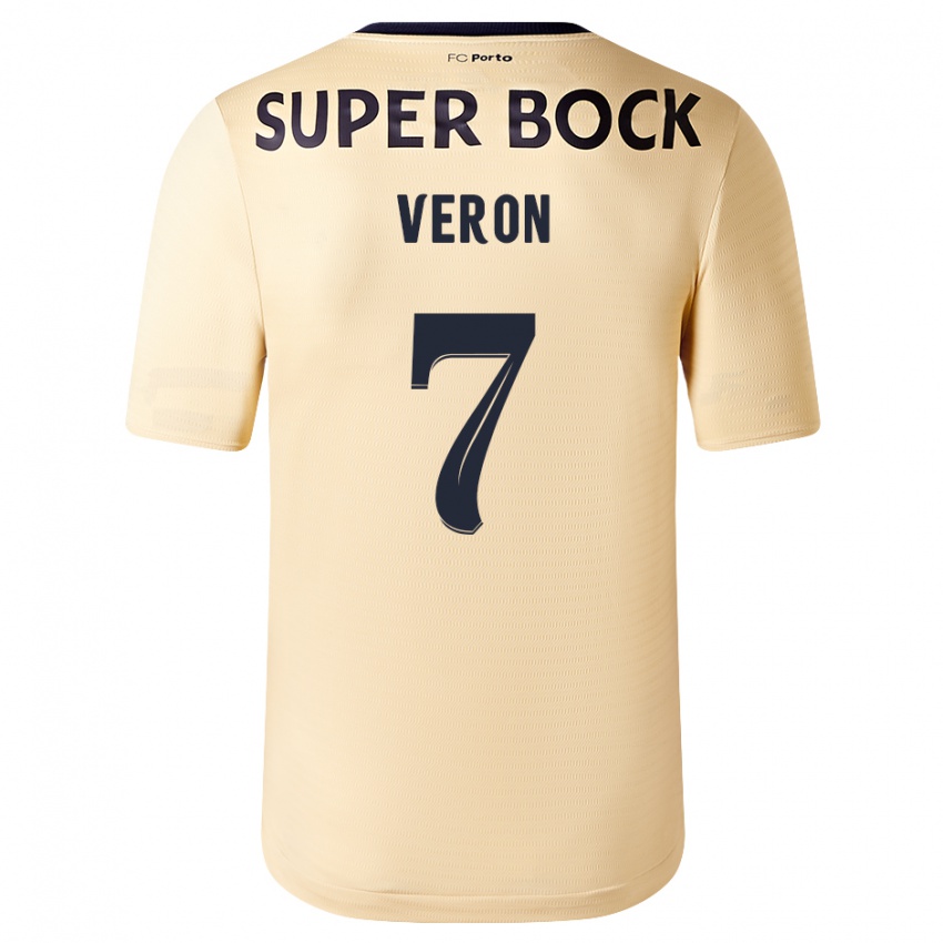 Niño Camiseta Gabriel Veron #7 Beige-Dorado 2ª Equipación 2023/24 La Camisa Perú