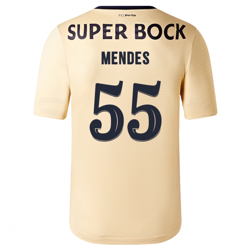 Niño Camiseta Joao Mendes #55 Beige-Dorado 2ª Equipación 2023/24 La Camisa Perú