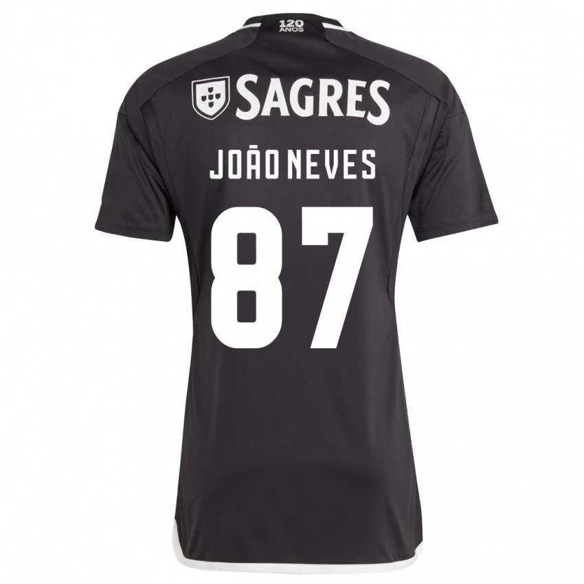 Niño Camiseta João Neves #87 Negro 2ª Equipación 2023/24 La Camisa Perú