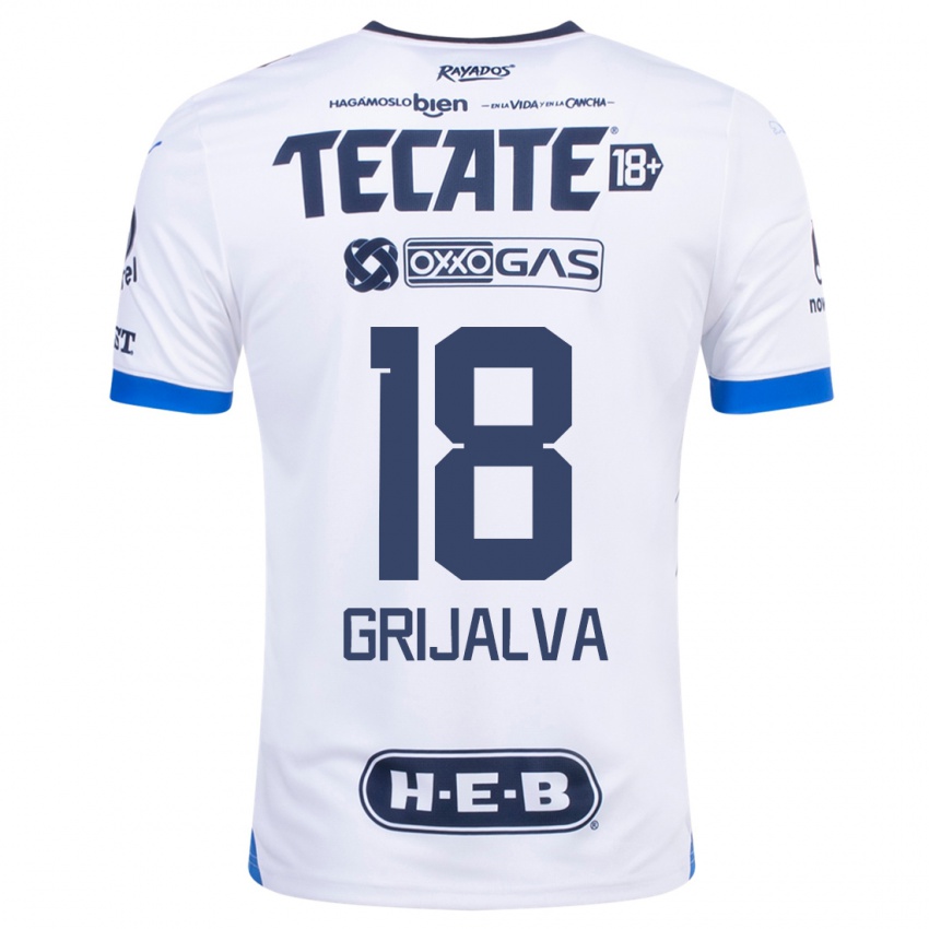 Niño Camiseta Áxel Grijalva #18 Blanco 2ª Equipación 2023/24 La Camisa Perú